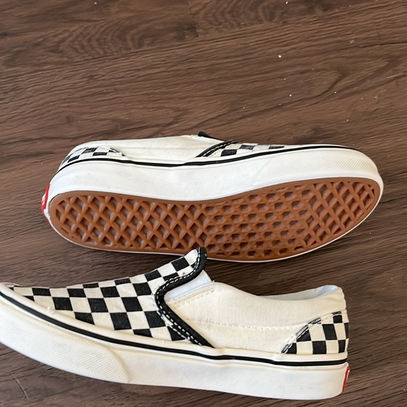 Black and White Checkered Vans Shoes - Picture 3 of 4
